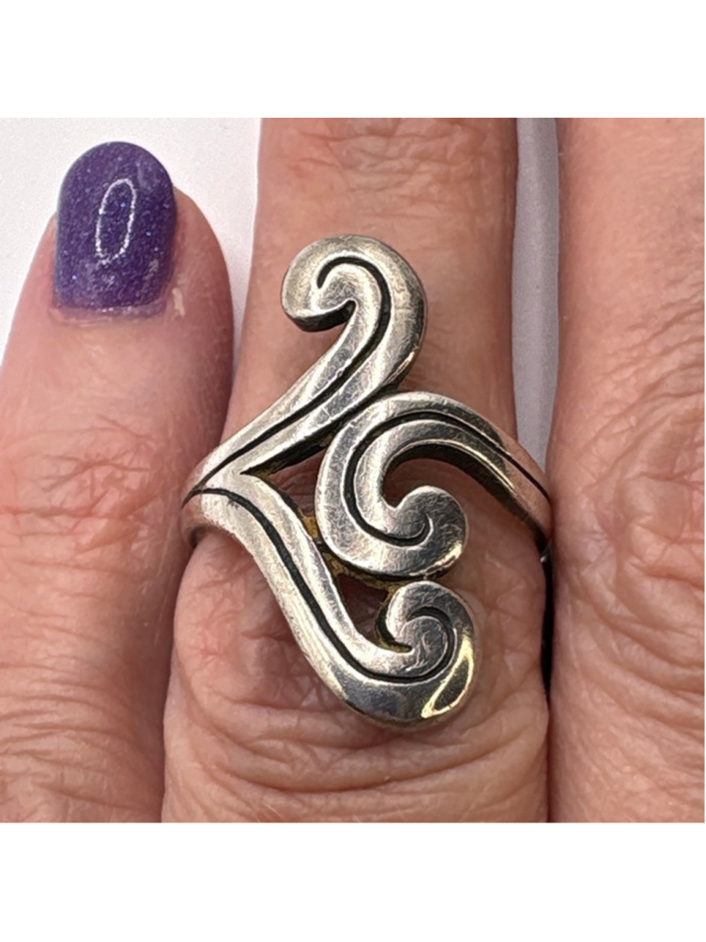 James Avery Retired Electra Ring Sterling Silver Size 6.5 - 7 Scroll Design